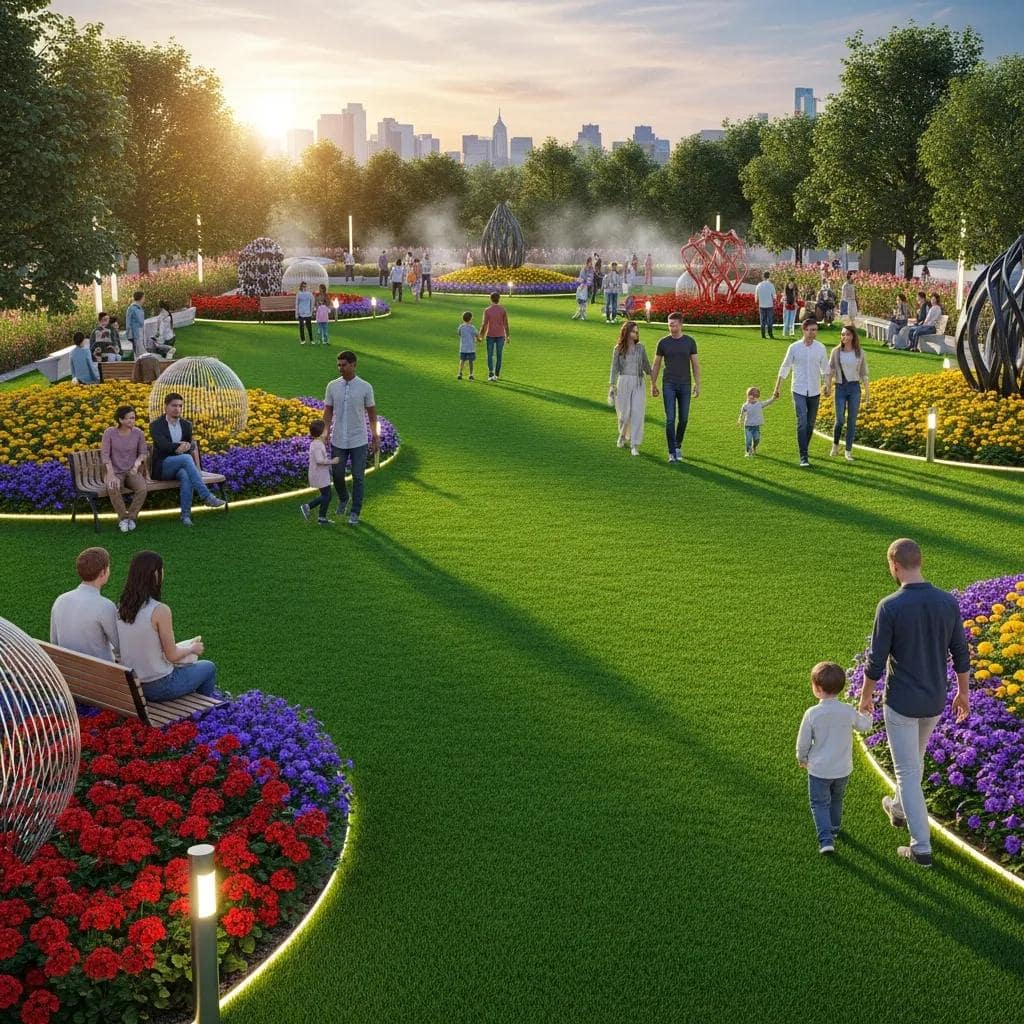 Lush green commercial turf landscape showcasing durability and aesthetic appeal