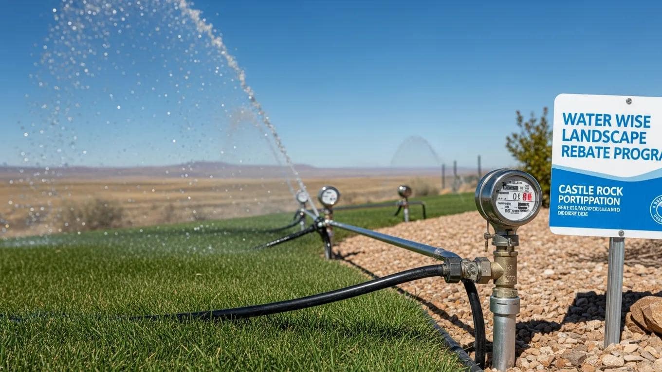 Water-saving irrigation system in Castle Rock garden with eco-friendly turf
