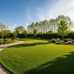Lush artificial turf landscape in Colorado, showcasing low-maintenance beauty