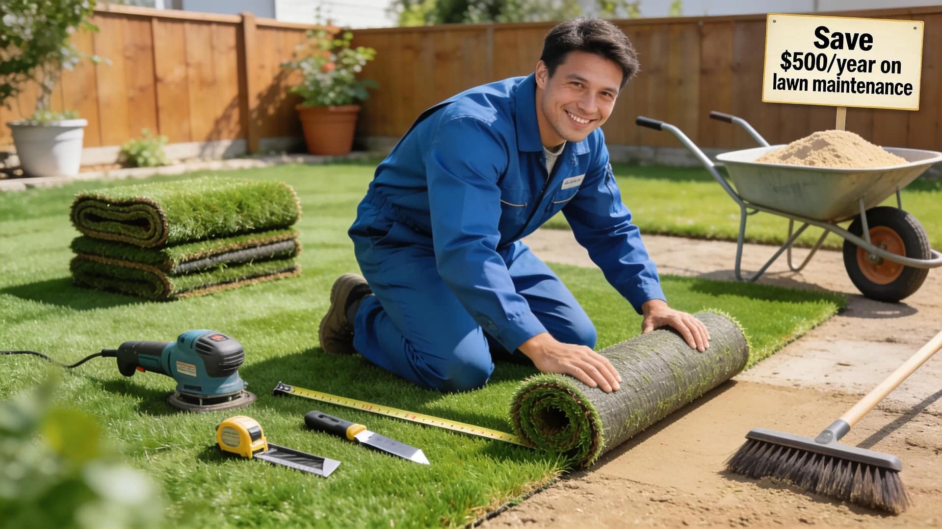 Professional installation of artificial turf highlighting cost-saving benefits