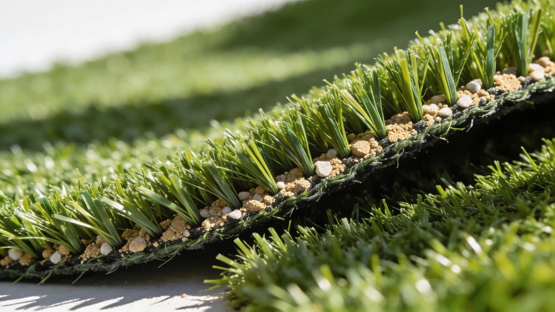 Close-up of synthetic turf showcasing durability and material composition for municipal use